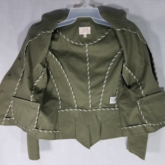 Heather Harlan Unlined Army Jacket Olive XS and S - MSRP $450 - NWOT - Picture 7 of 8